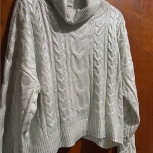 Steve Madden Gray Cable Knit Turtleneck Sweater